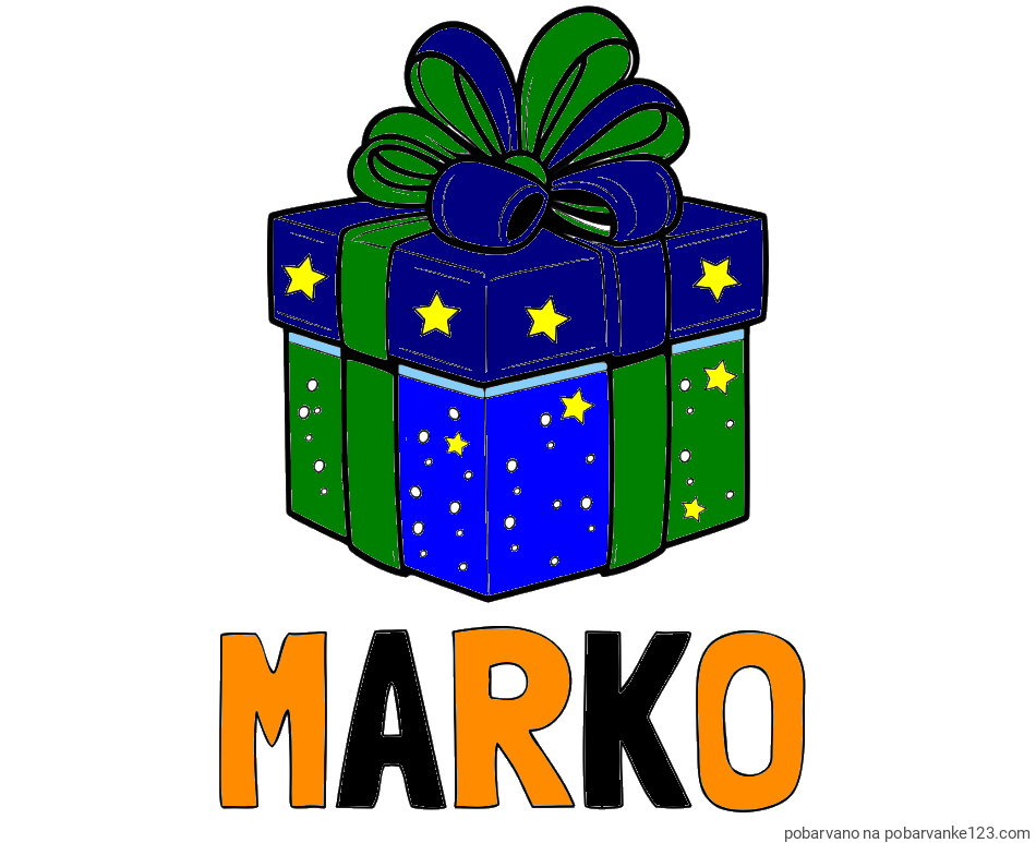 POBARVANA POBARVANKA - Pobarvanka imena MARKO in pobarvanka božičnega darila