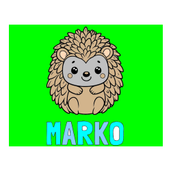 Pobarvana pobarvanka - Pobarvanka imena MARKO in pobarvanka prikupnega ježa
