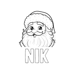 Pobarvana pobarvanka - Pobarvanka imena NIK in pobarvanka prijaznega Božička