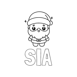 Pobarvana pobarvanka - Pobarvanka imena SIA in enostavna otroška pobarvanka Božička