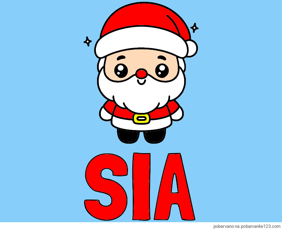 POBARVANA POBARVANKA - Pobarvanka imena SIA in enostavna otroška pobarvanka Božička