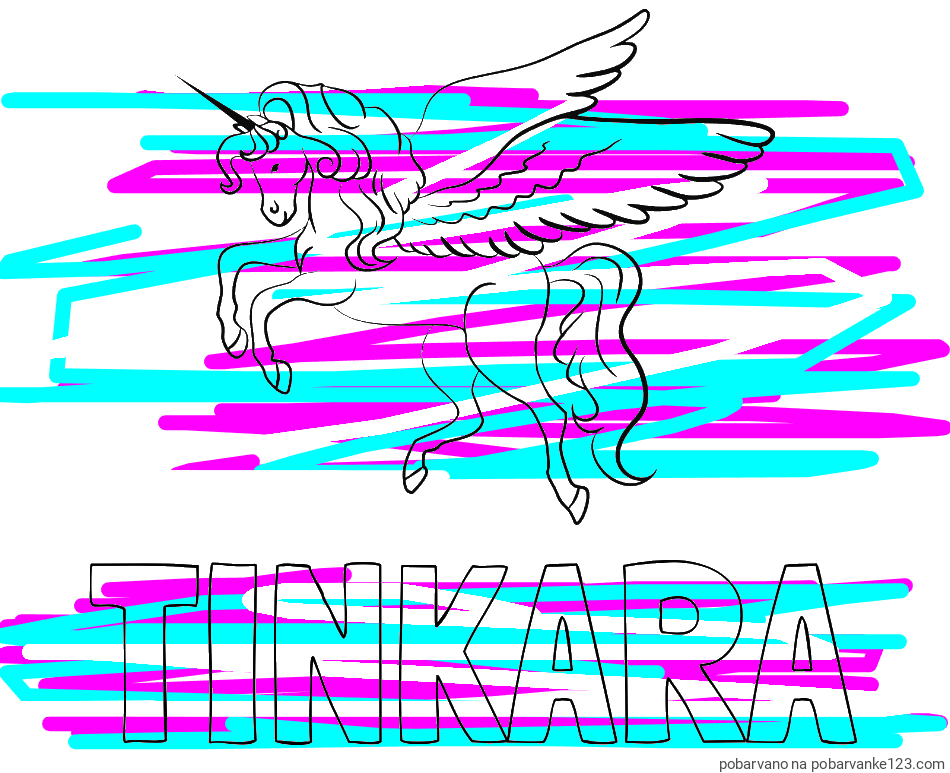 POBARVANA POBARVANKA - Pobarvanka imena TINKARA in lepa pobarvanka samoroga