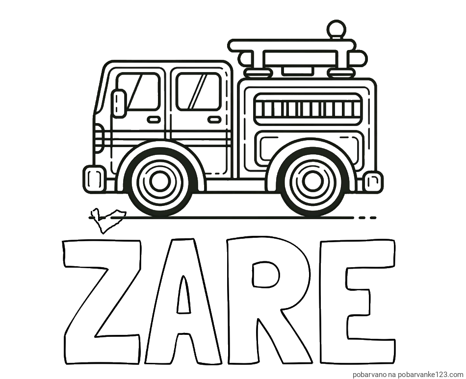POBARVANA POBARVANKA - Pobarvanka imena ŽARE in lepa pobarvnak gasilskega avta