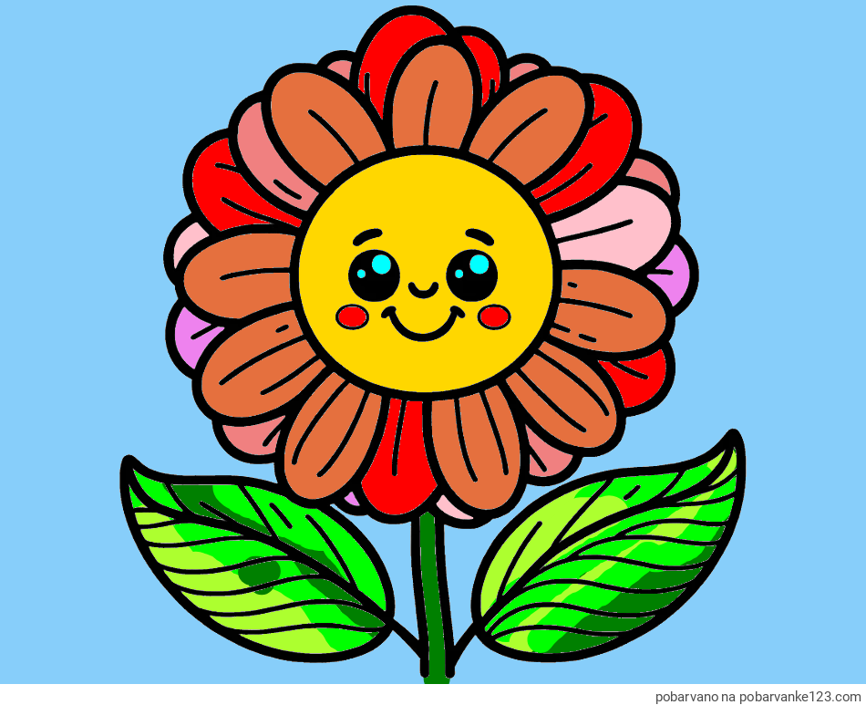 POBARVANA POBARVANKA - Pobarvanka ljubke in nasmejane rože