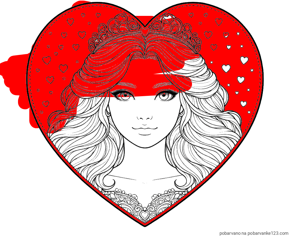 POBARVANA POBARVANKA - Pobarvanka ljubke princese v srčku