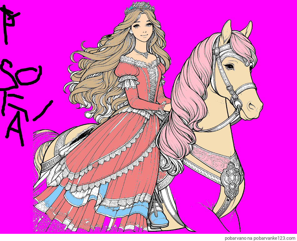 POBARVANA POBARVANKA - Pobarvanka nasmejana princese na konju