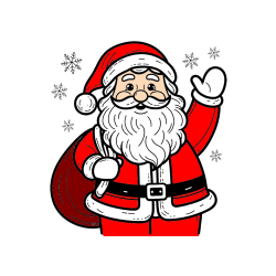 Pobarvana pobarvanka - Pobarvanka nasmejanega Božička s polno vrečo daril