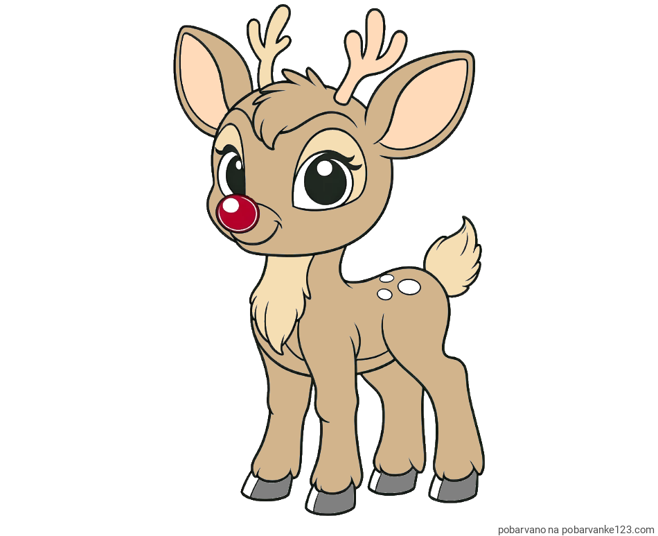 POBARVANA POBARVANKA - Pobarvanka nasmejanega jelenčka Rudolfa