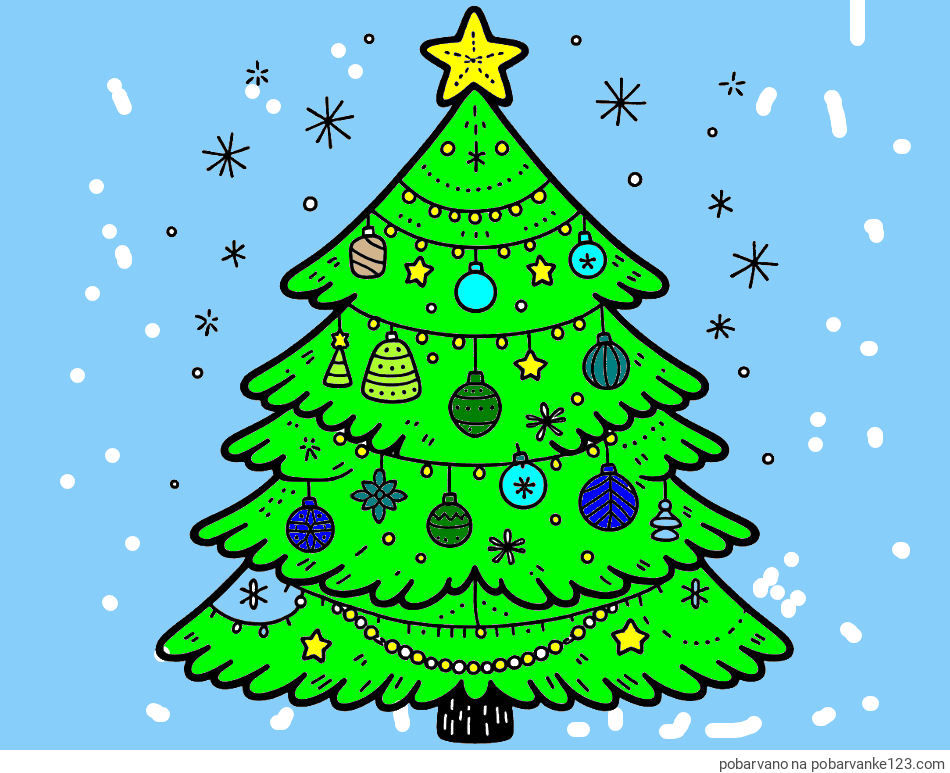 POBARVANA POBARVANKA - Pobarvanka novoletne jelke