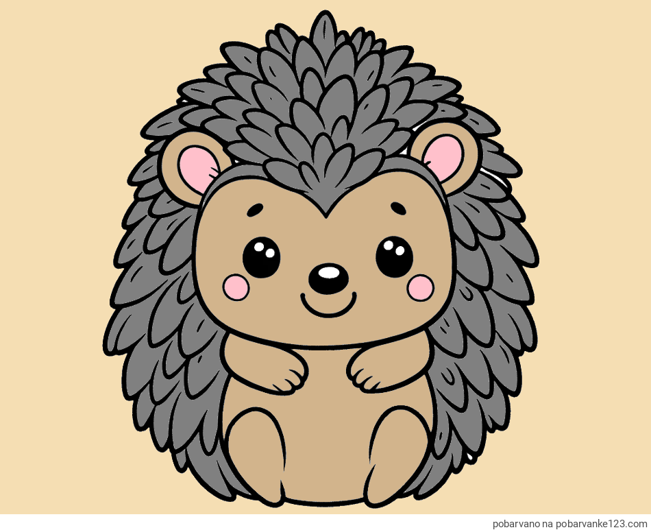 POBARVANA POBARVANKA - Pobarvanka prikupnega ježa