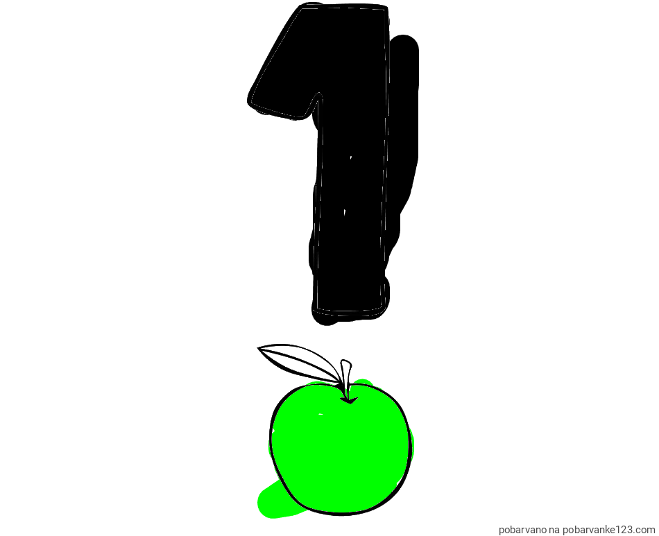 POBARVANA POBARVANKA - Pobarvanka števila 1 s slikovnim prikazom