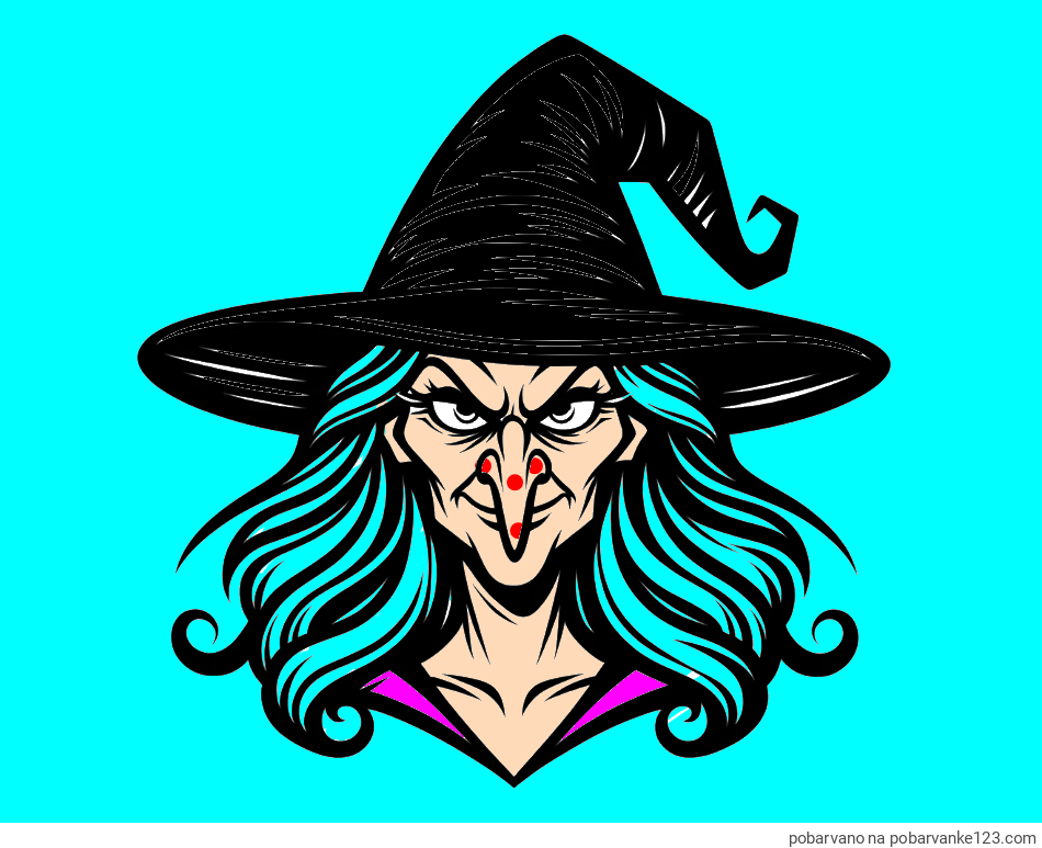 POBARVANA POBARVANKA - Pobarvanka zlobne čarovnice s kljukastim nosom