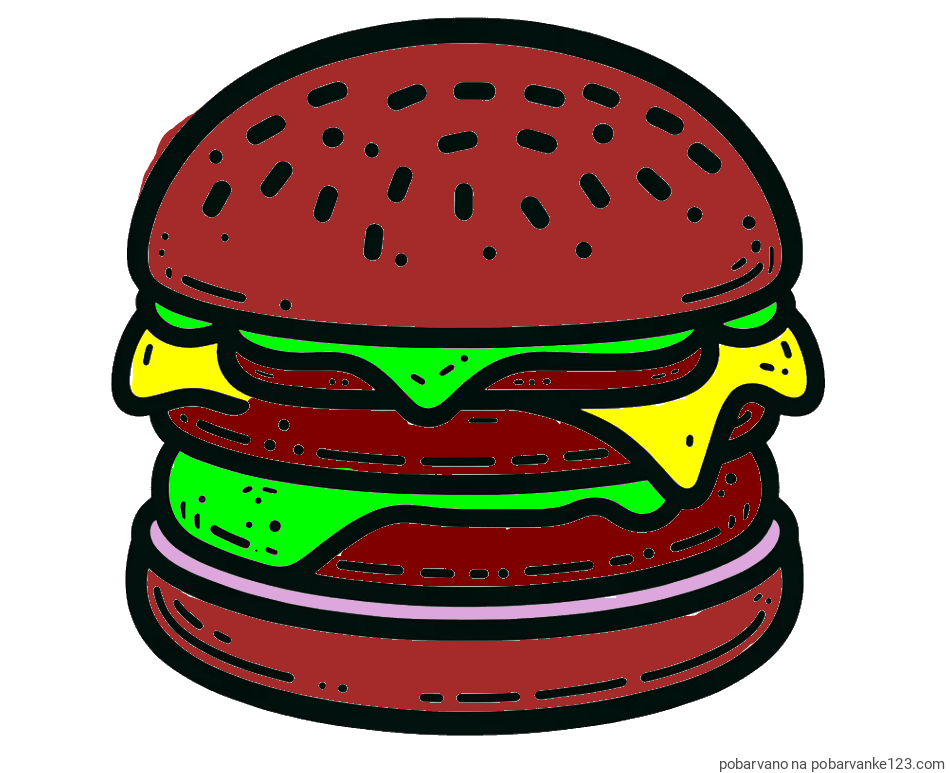 POBARVANA POBARVANKA - Preprosta pobarvanka hamburgerja