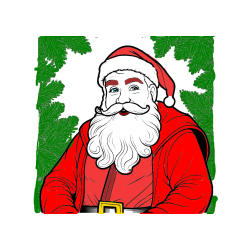 Pobarvana pobarvanka - Realistična pobarvanka božička obdanega s smrekovimi vejami