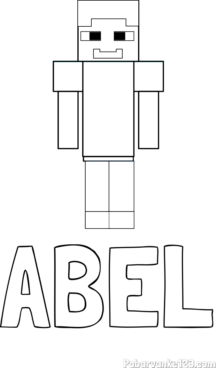 Pobarvanka imena ABEL in pobarvanka Minecraft glavnega junaka