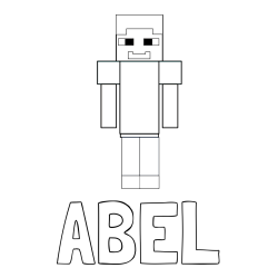 Online izdelana pobarvanka - Pobarvanka imena ABEL in pobarvanka Minecraft glavnega junaka