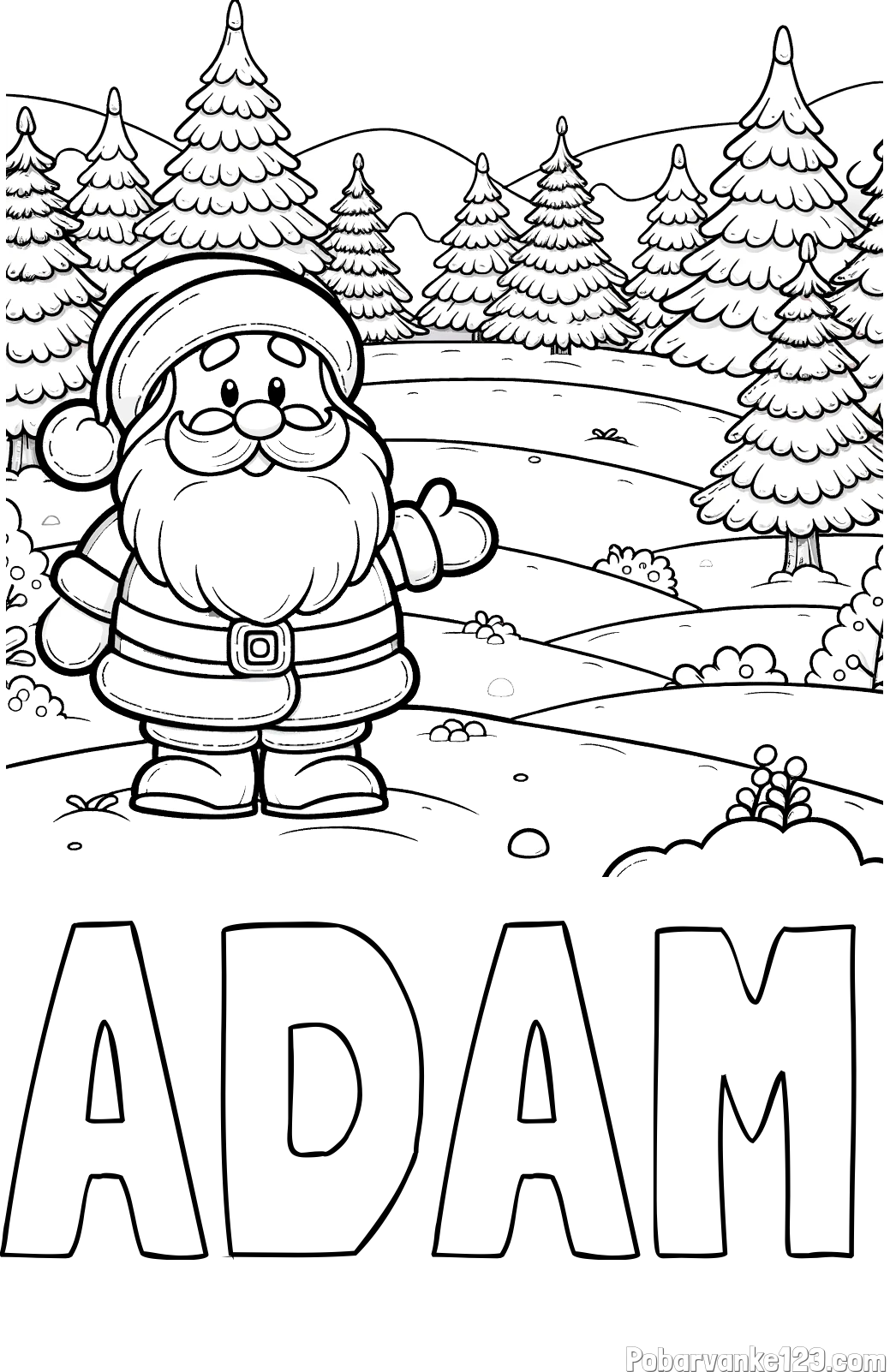 Pobarvanka imena ADAM in pobarvanka Božička v naravi