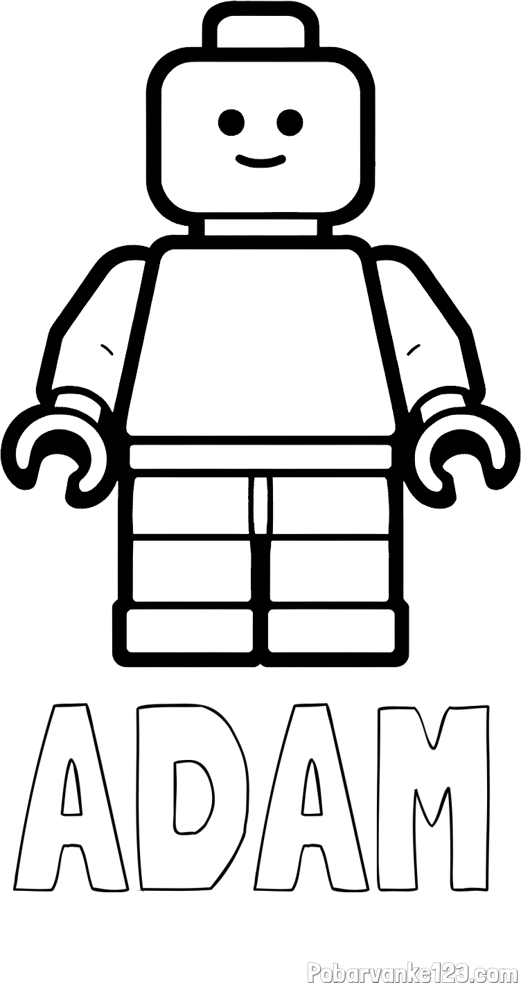 Pobarvanka imena ADAM in pobarvanka LEGO figurice fanta