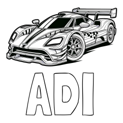 Online izdelana pobarvanka - Pobarvanka imena ADI in pobarvanka modernega športnega avtomobila