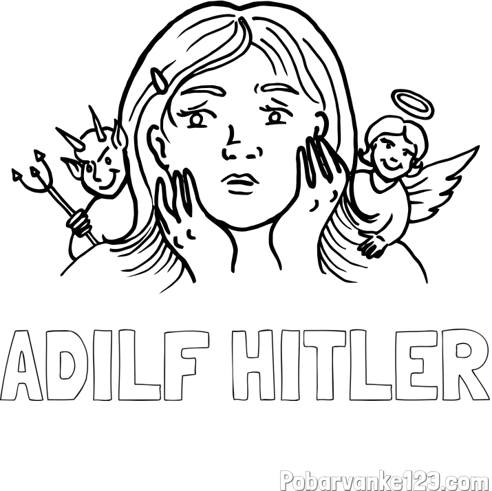 Pobarvanka imena ADILF HITLER in pobarvanka angela varuha