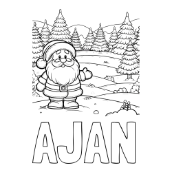 Online izdelana pobarvanka - Pobarvanka imena AJAN in pobarvanka Božička v naravi