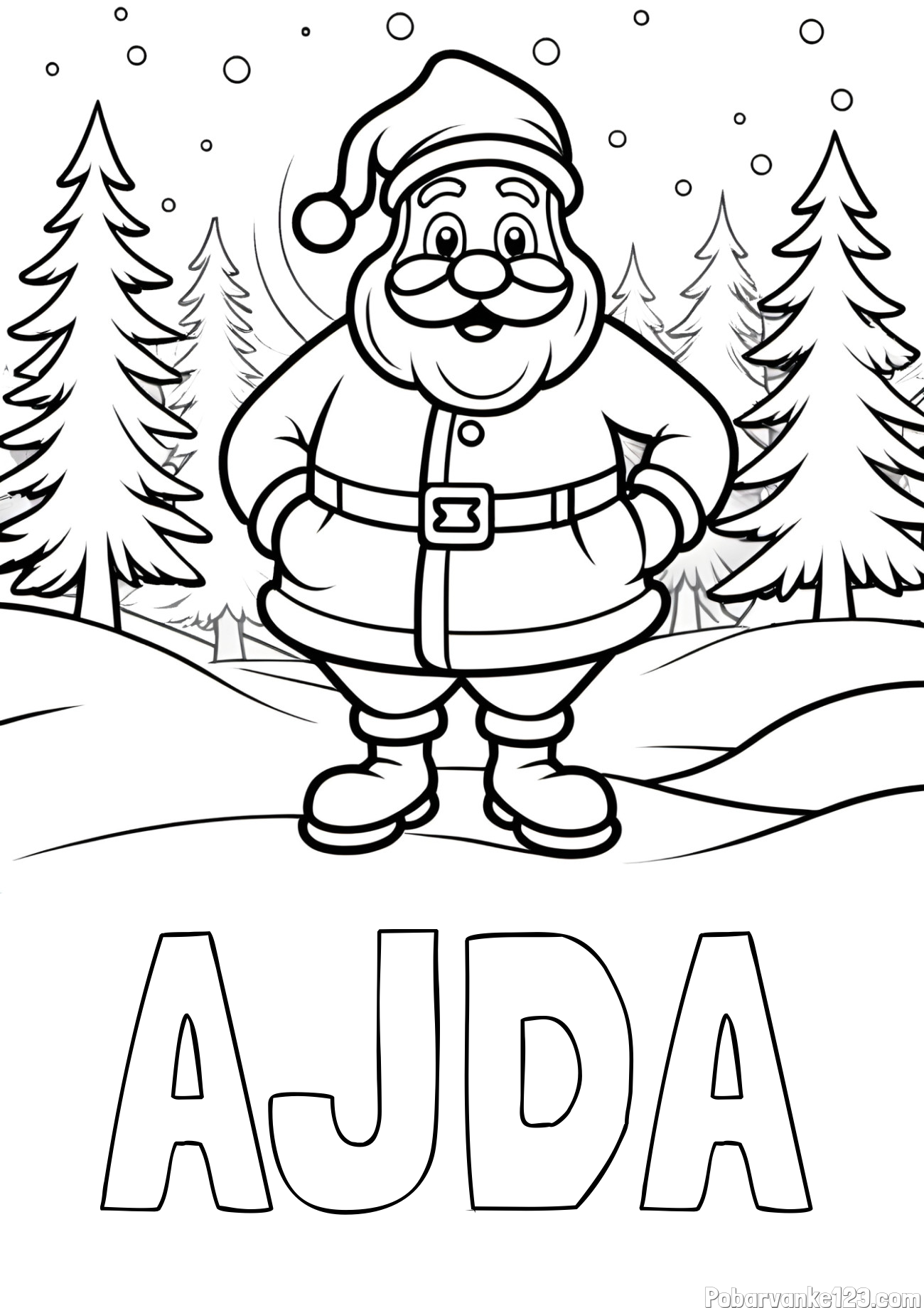 Pobarvanka imena AJDA in pobarvanka Božička v gozdu