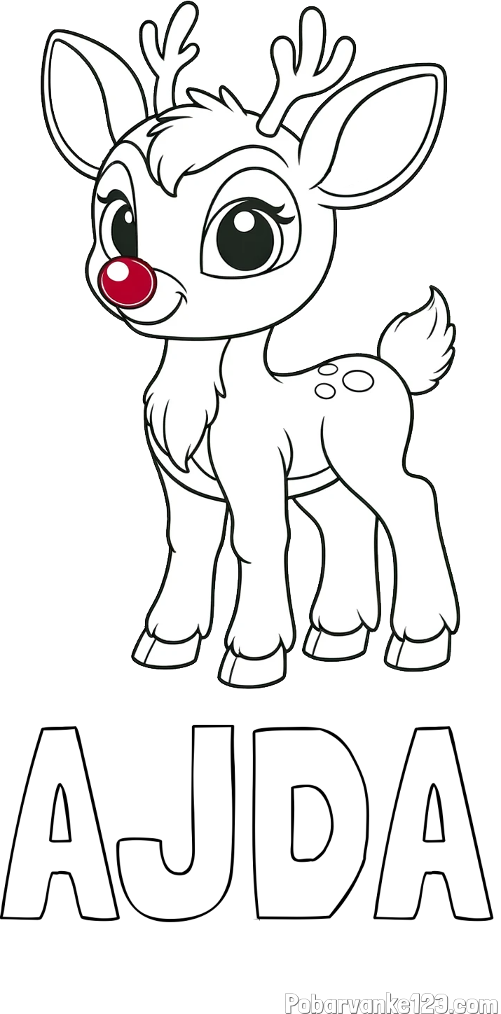 Pobarvanka imena AJDA in pobarvanka nasmejanega jelenčka Rudolfa