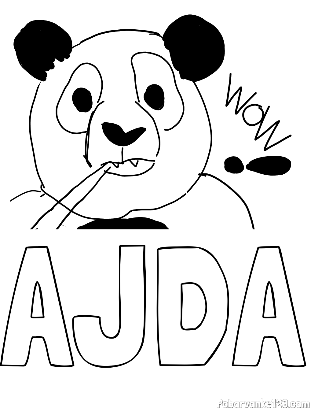 Pobarvanka imena AJDA in pobarvanka “Prestrašena panda”
