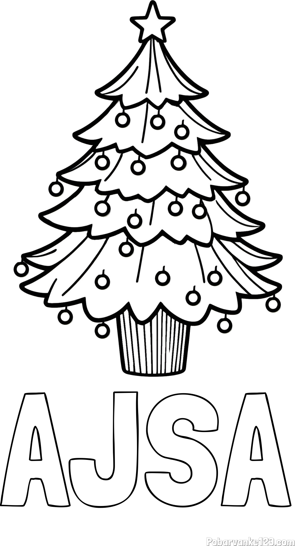 Pobarvanka imena AJŠA in pobarvanka preproste božične smreke