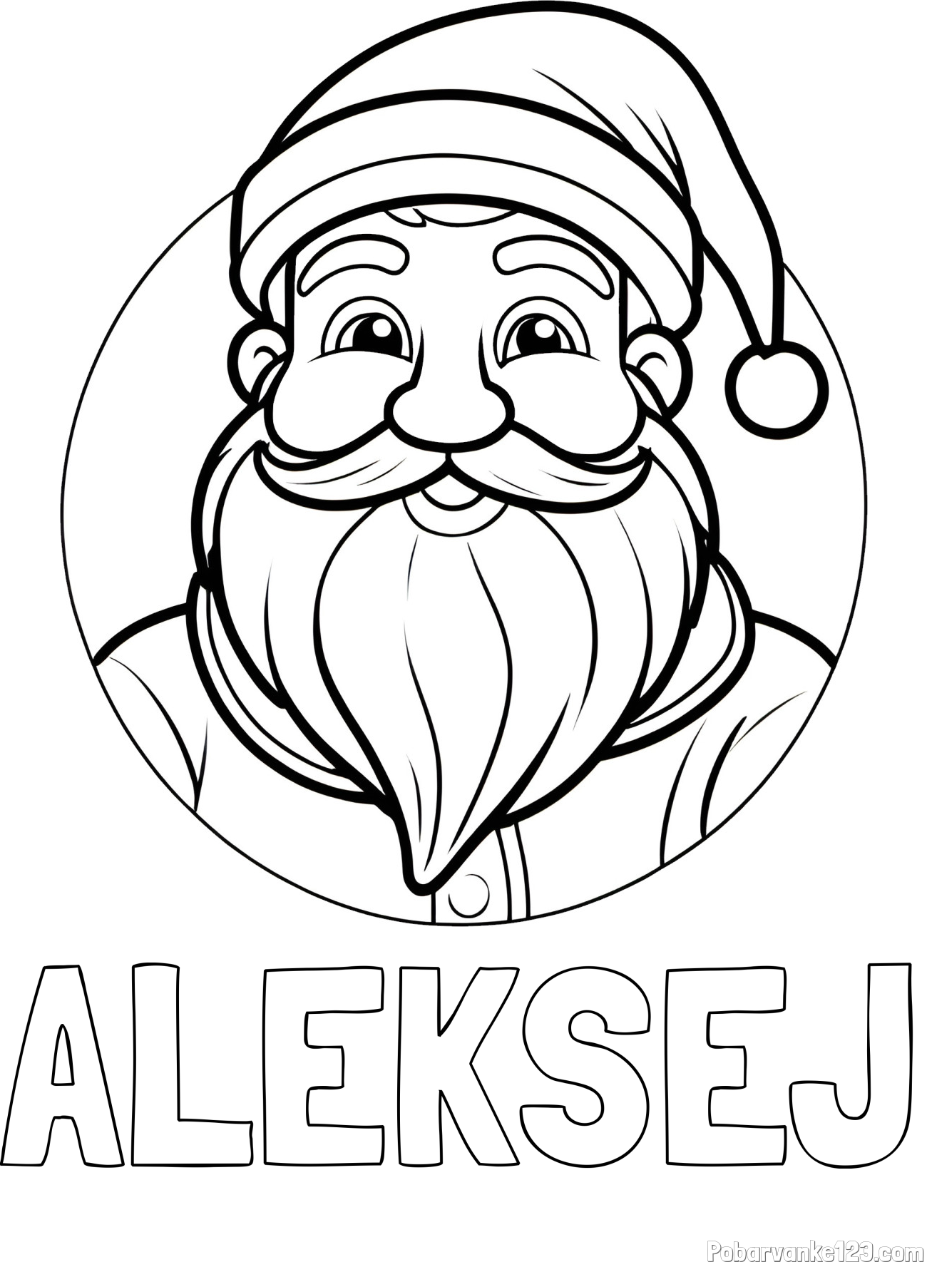 Pobarvanka imena ALEKSEJ in otroška pobarvanka Božička v krogu