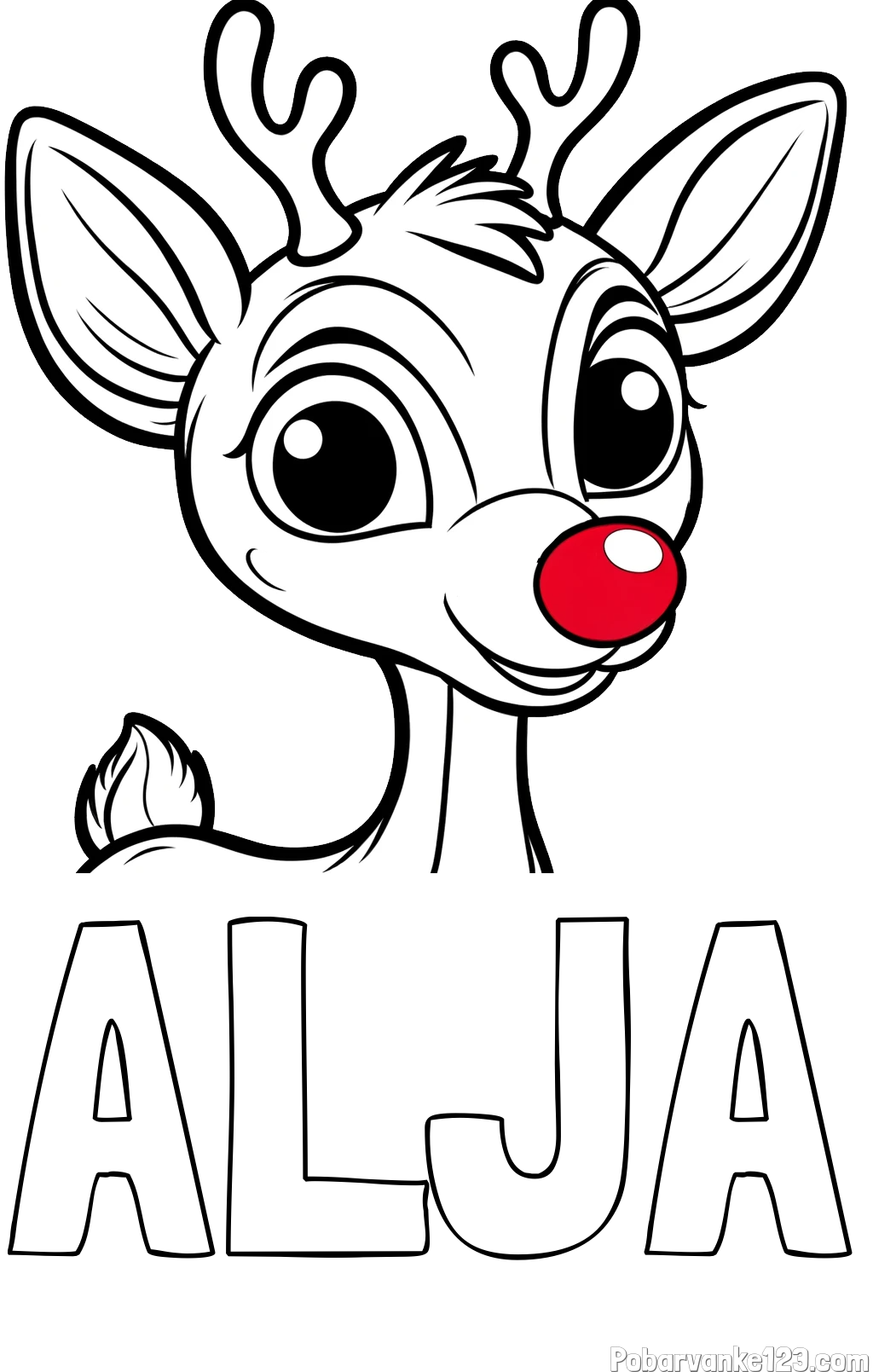 Pobarvanka imena ALJA in pobarvanka ljubkega jelenčka Rudolfa