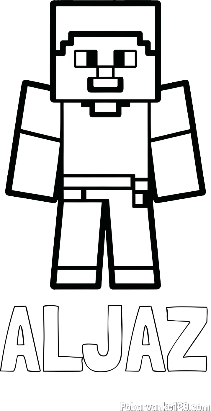 Pobarvanka imena ALJAŽ in pobarvanka Minecraft figurice