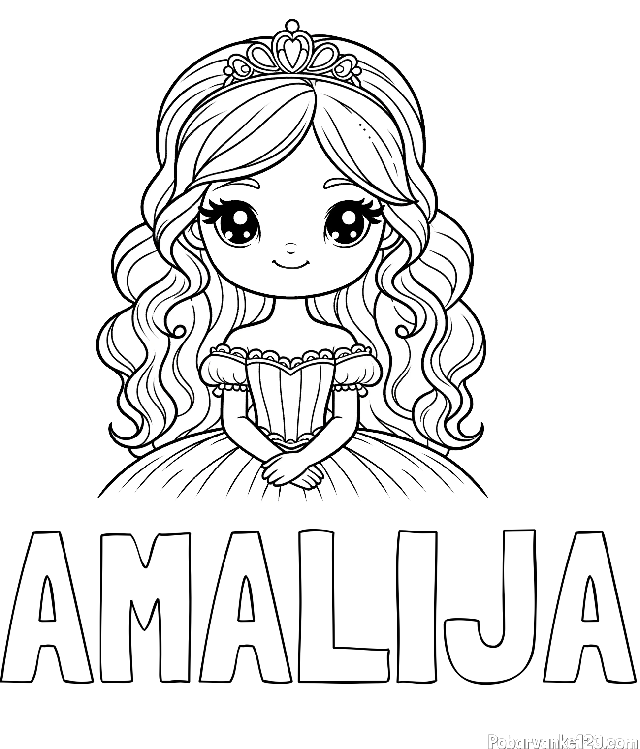 Pobarvanka imena AMALIJA in pobarvanka ljubke princese