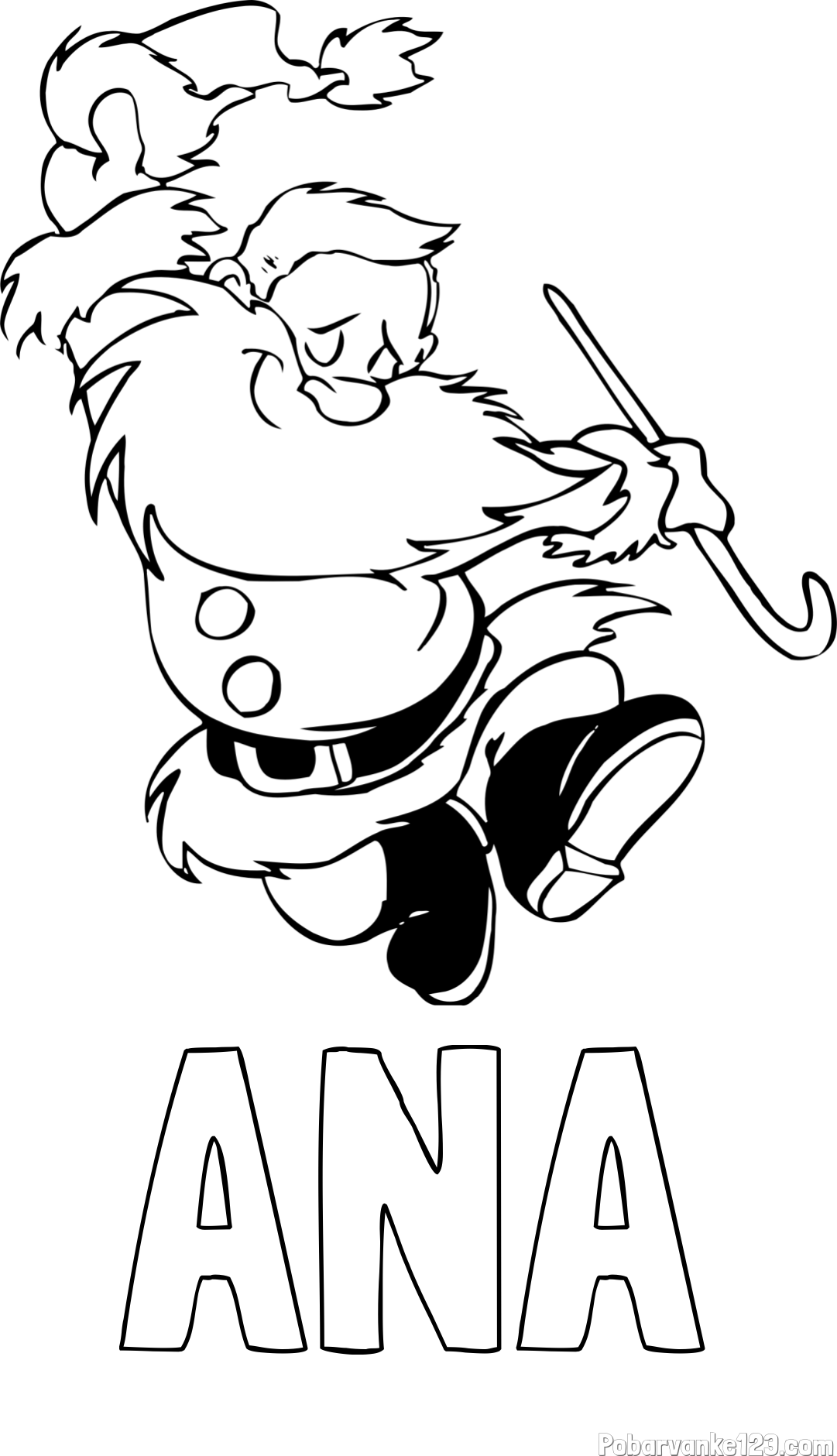 Pobarvanka imena ANA in pobarvanka razigranega Božička
