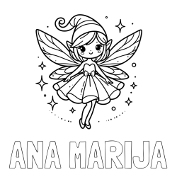 Online izdelana pobarvanka - Pobarvanka imena ANA MARIJA in otroška pobarvanka čudovite vile