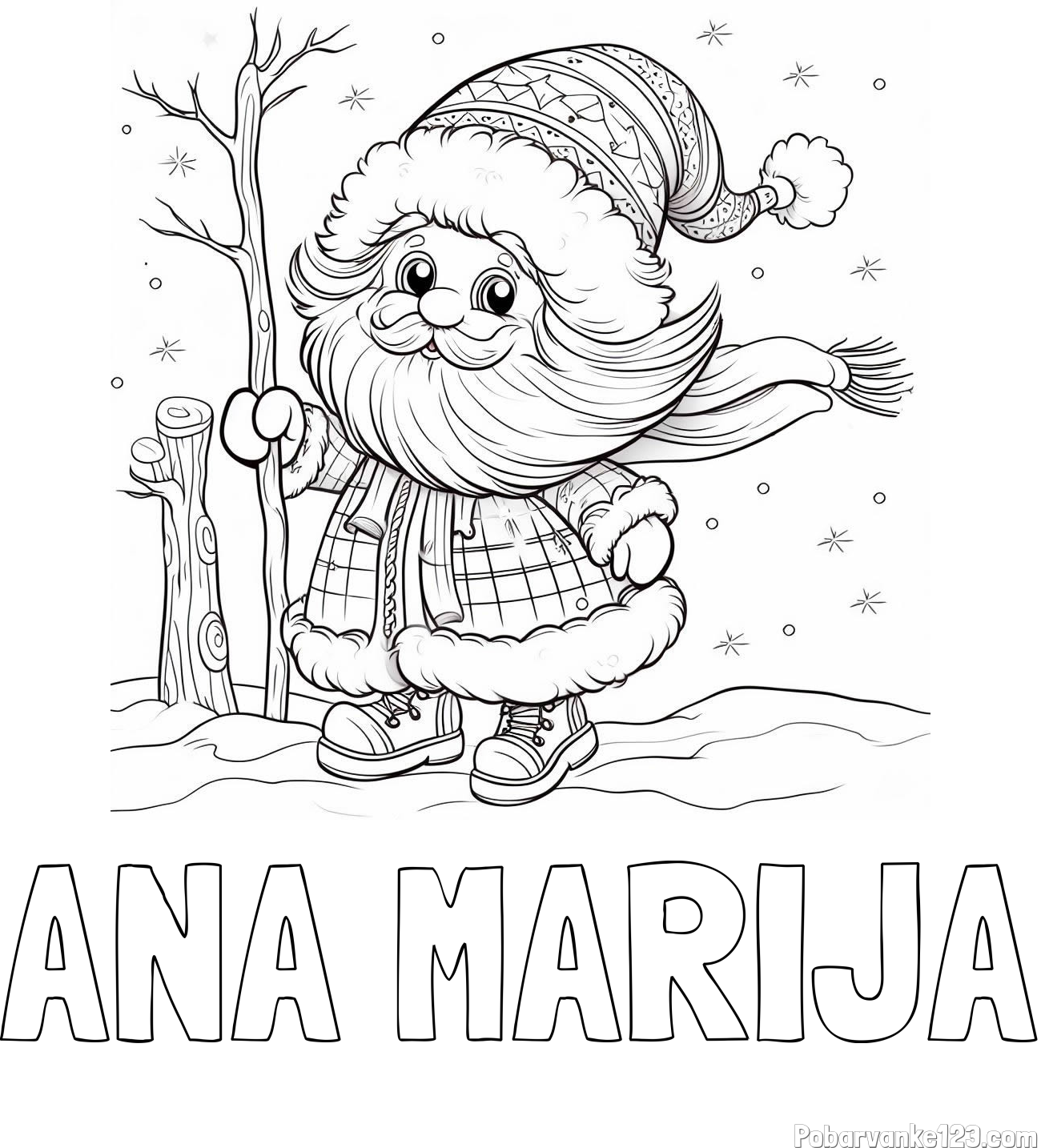 Pobarvanka imena ANA MARIJA in pobarvanka prikupnega Dedka Mraza