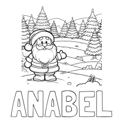 Online izdelana pobarvanka - Pobarvanka imena ANABEL in pobarvanka Božička v naravi