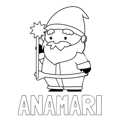 Online izdelana pobarvanka - Pobarvanka imena ANAMARI in dedek Mraz