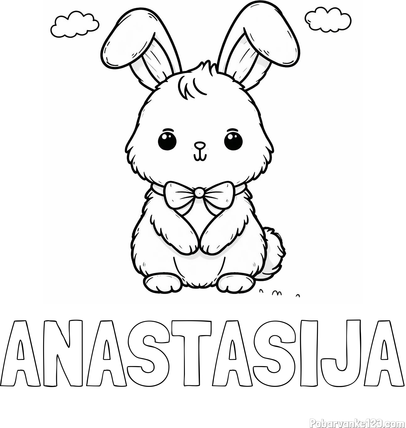 Pobarvanka imena ANASTASIJA in pobarvanka prikupnega zajčka