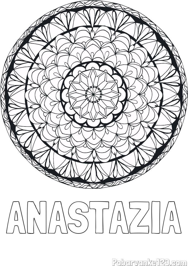 Pobarvanka imena ANASTAZIA in mandale 4