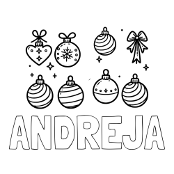 Online izdelana pobarvanka - Pobarvanka imena ANDREJA in pobarvanka božičnih okraskov za na smrečico