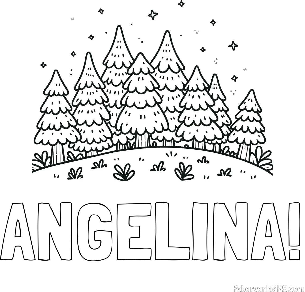 Pobarvanka imena ANGELINA! in pobarvanka smrekovega gozda