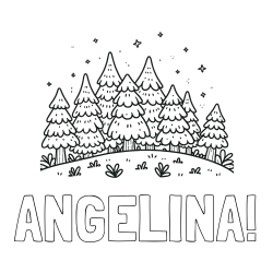 Online izdelana pobarvanka - Pobarvanka imena ANGELINA! in pobarvanka smrekovega gozda