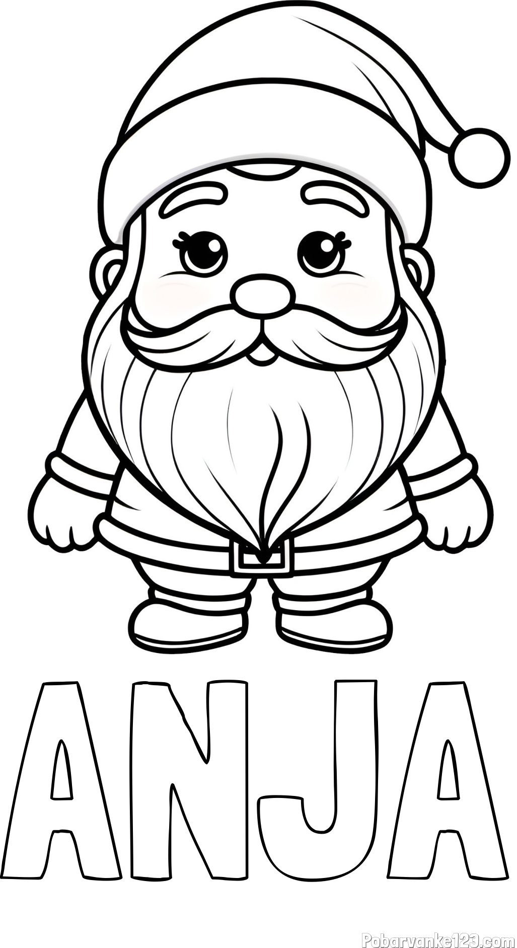 Pobarvanka imena ANJA in otroška pobarvanka ljubkega Božička