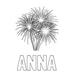 Online izdelana pobarvanka - Pobarvanka imena ANNA in lepa pobarvanka ognjemeta