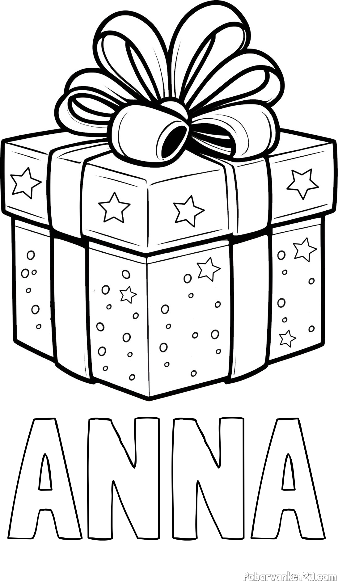 Pobarvanka imena ANNA in pobarvanka božičnega darila