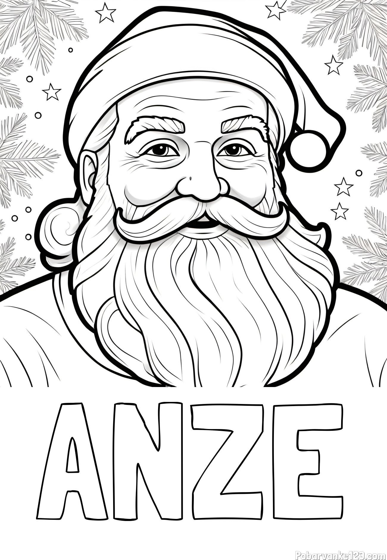 Pobarvanka imena ANŽE in Čudovita pobarvanka nasmejanega Božička