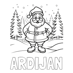 Online izdelana pobarvanka - Pobarvanka imena ARDIJAN in pobarvanka Božička v gozdu