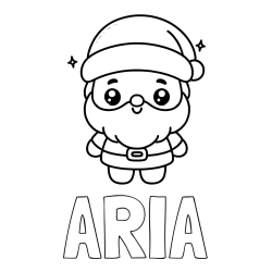 Online izdelana pobarvanka - Pobarvanka imena ARIA in enostavna otroška pobarvanka Božička
