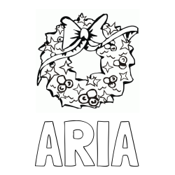 Online izdelana pobarvanka - Pobarvanka imena ARIA in pobarvanka lepega adventnega venčka